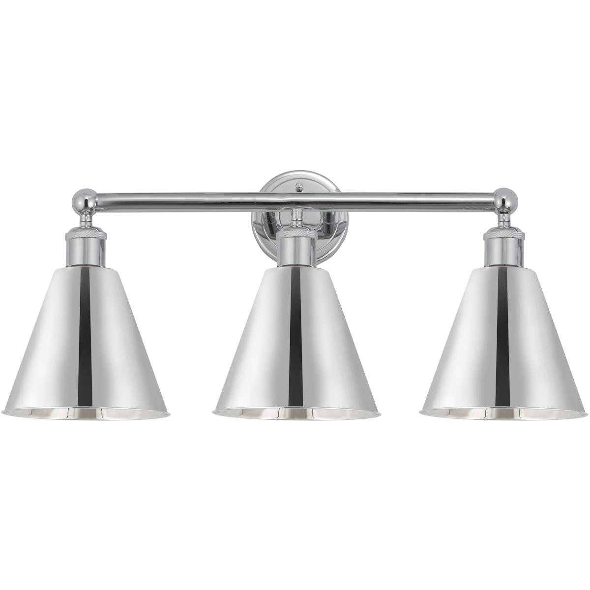 Innovations Lighting Ballston Cone 26 Inch 3 Light Bath Vanity Light Ballston Cone - 616-3W-PC-MBC-8-PC - Industrial