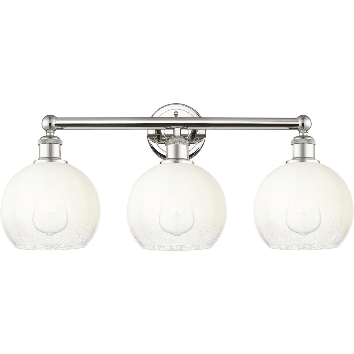 Innovations Lighting 616-3W-PN-G483-8OP Edison Brookhaven Globe 3 Light 26 inch Polished Nickel Bath Vanity Light Wall Light in Opal Glass