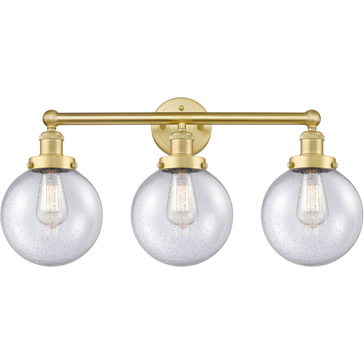 Innovations Lighting 616-3W-SG-G204-8 Beacon 3 Light 24.5 inch Satin Gold Bath Vanity Light Wall Light in Seedy