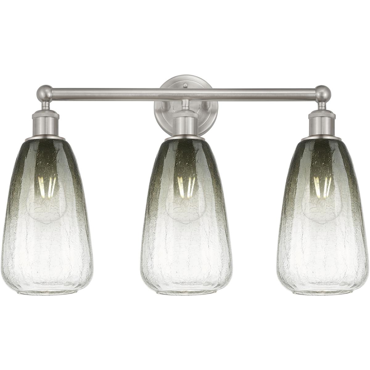 Innovations Lighting 616-3W-SN-G480-6SL Edison Brookhaven Almond 3 Light 24 inch Brushed Satin Nickel Bath Vanity Light Wall Light in Slate Glass
