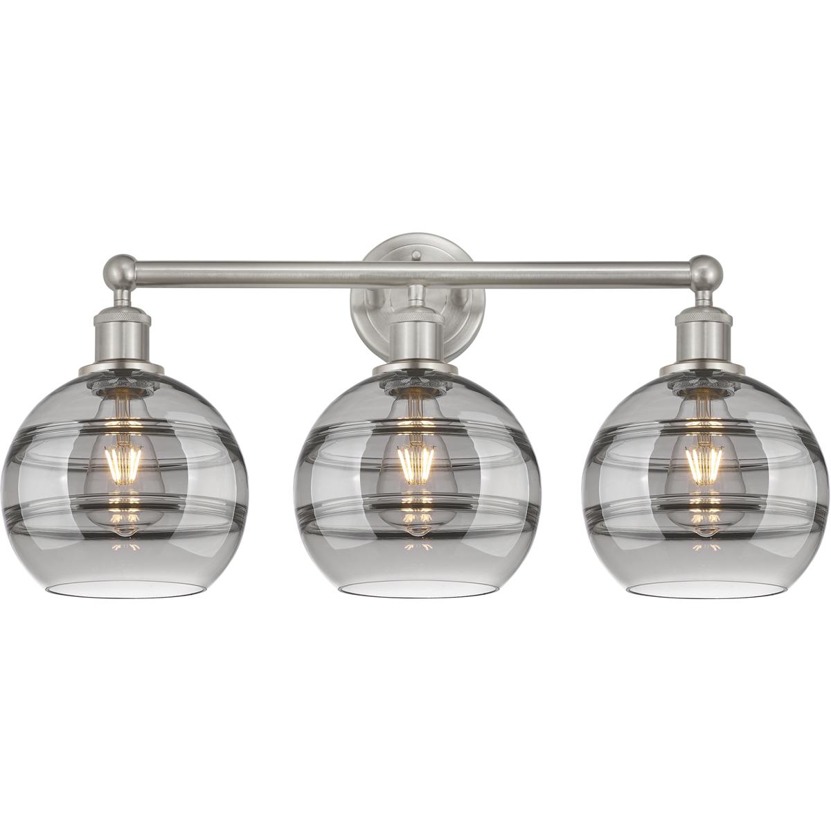 Innovations Lighting 616-3W-SN-G556-8SM Edison Rochester 3 Light 26 inch Satin Nickel Bath Vanity Light Wall Light