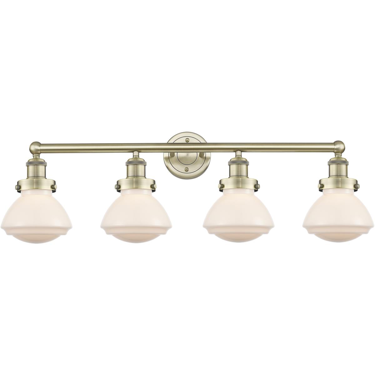 Innovations Lighting 616-4W-AB-G321 Olean 4 Light 33.5 inch Antique Brass Bath Vanity Light Wall Light in Matte White