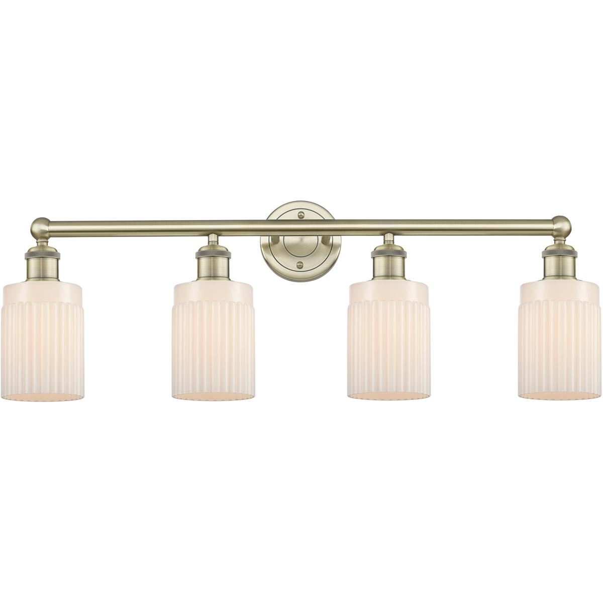 Innovations Lighting 616-4W-AB-G341 Hadley 4 Light 31.5 inch Antique Brass Bath Vanity Light Wall Light in Matte White