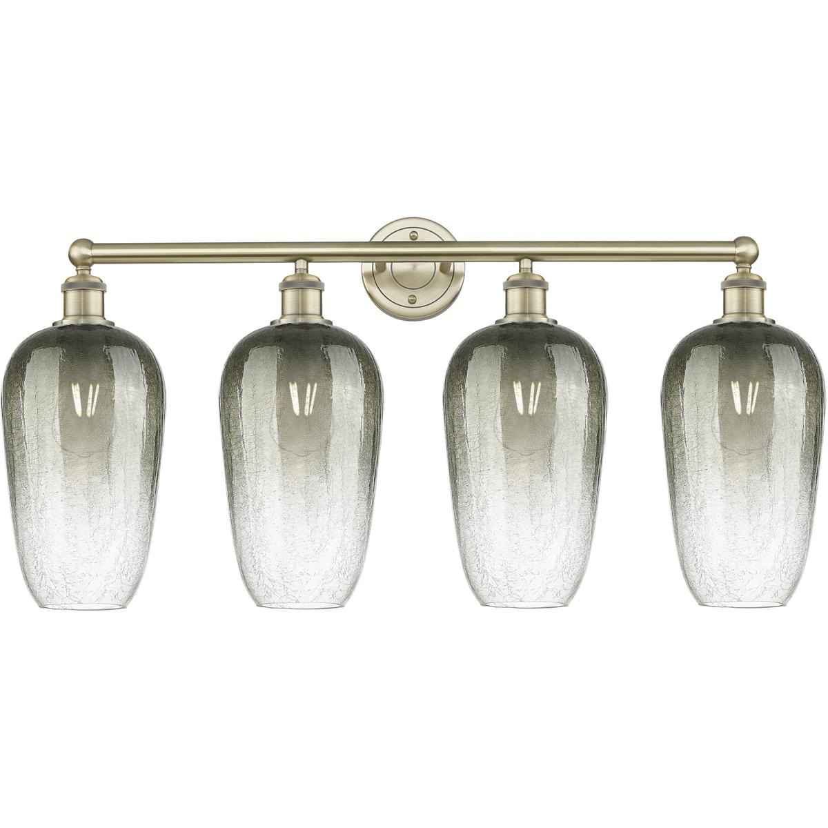 Innovations Lighting 616-4W-AB-G484-7SL Edison Brookhaven Flute 4 Light 34 inch Antique Brass Bath Vanity Light Wall Light in Slate Glass