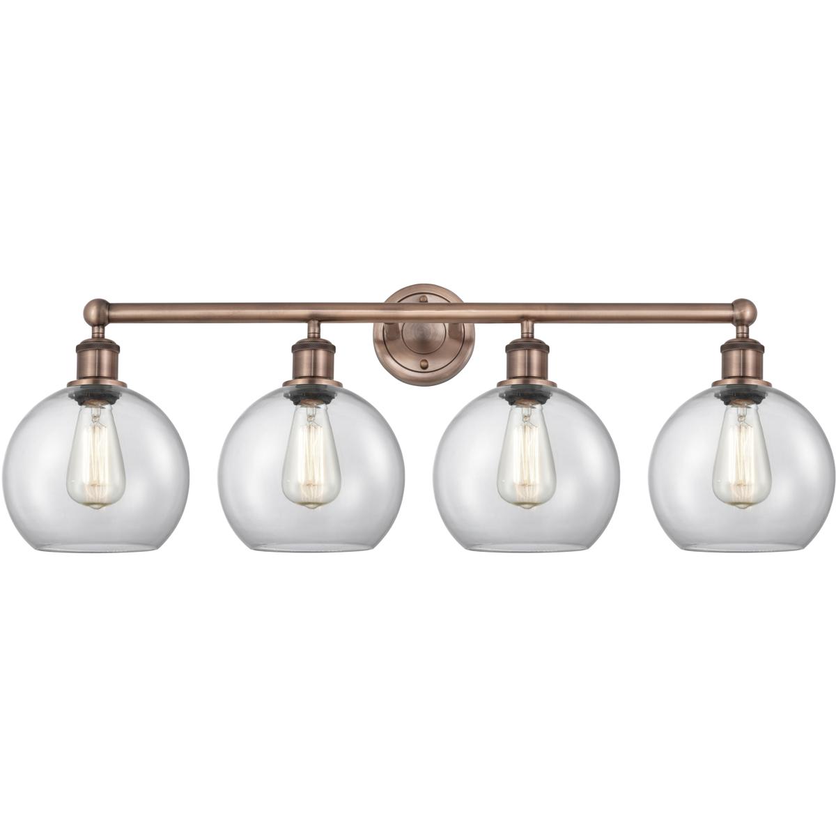 Innovations Lighting 616-4W-AC-G122-8 Athens 4 Light 35 inch Antique Copper Bath Vanity Light Wall Light in Clear