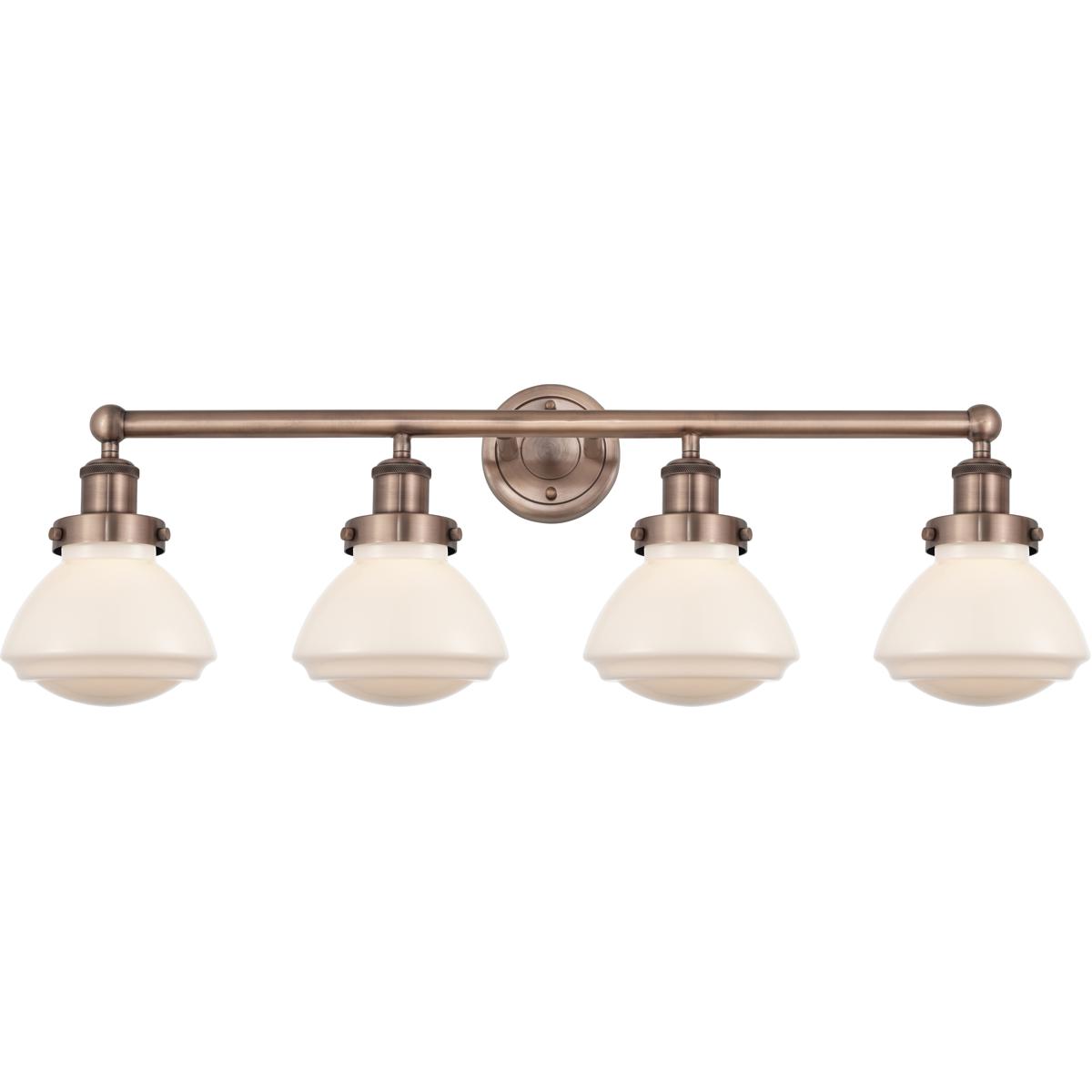 Innovations Lighting 616-4W-AC-G321 Olean 4 Light 33.5 inch Antique Copper Bath Vanity Light Wall Light in Matte White