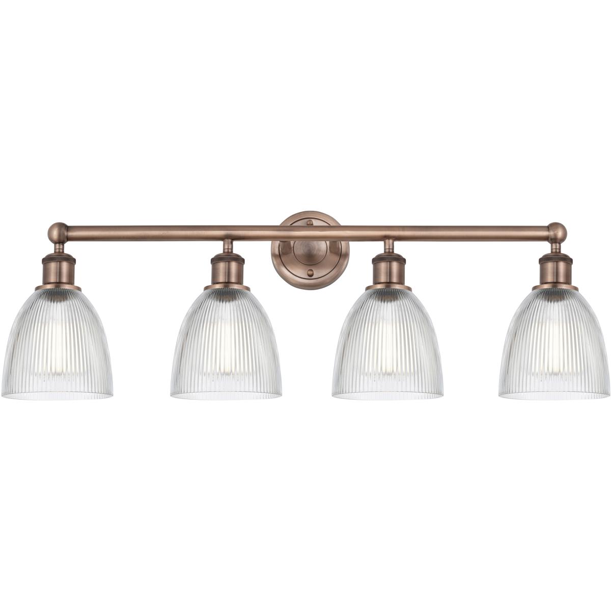 Innovations Lighting 616-4W-AC-G382 Castile 4 Light 33 inch Antique Copper Bath Vanity Light Wall Light in Clear