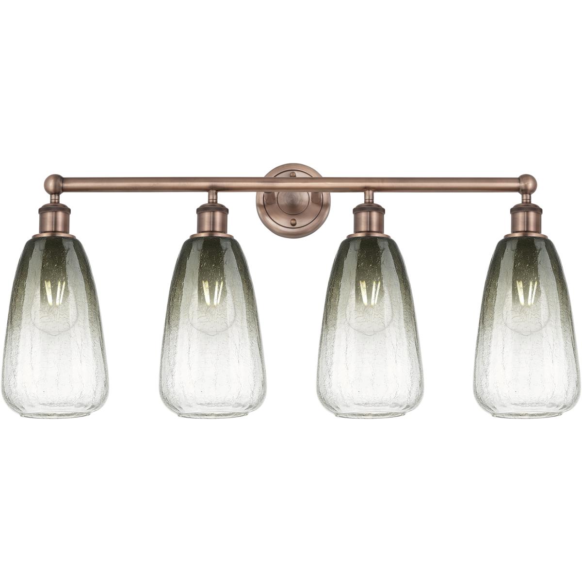 Innovations Lighting 616-4W-AC-G480-6SL Edison Brookhaven Almond 4 Light 33 inch Antique Copper Bath Vanity Light Wall Light in Slate Glass