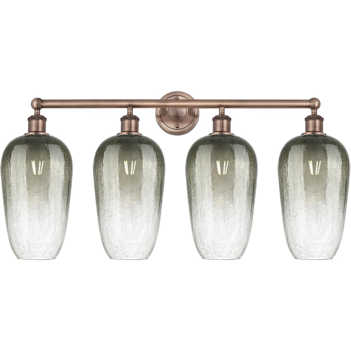 Innovations Lighting 616-4W-AC-G484-7SL Edison Brookhaven Flute 4 Light 34 inch Antique Copper Bath Vanity Light Wall Light in Slate Glass