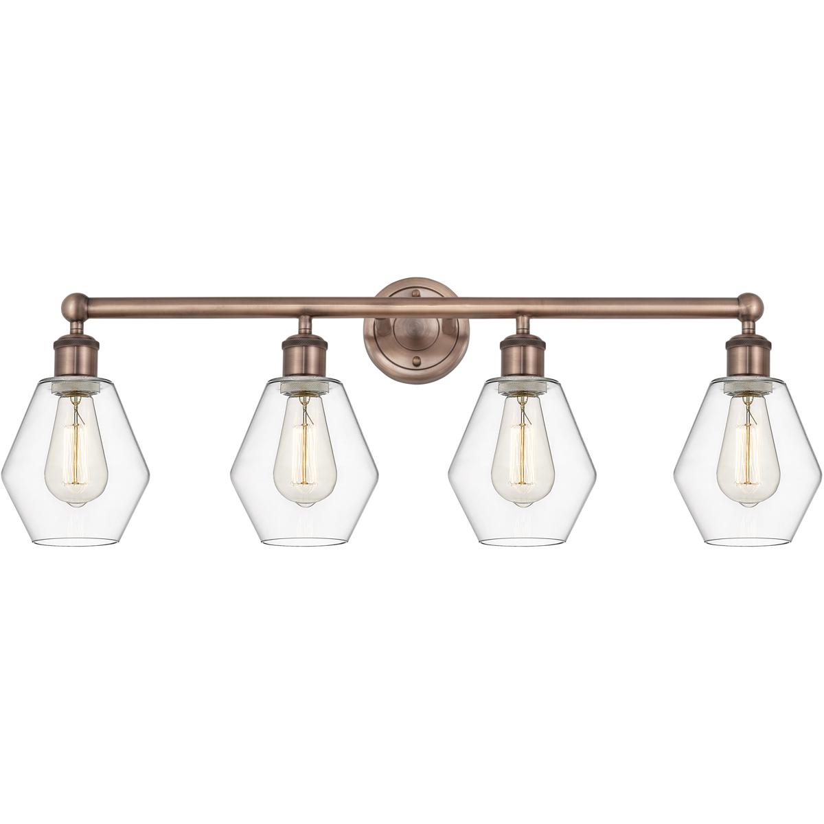 Innovations Lighting 616-4W-AC-G652-6 Cindyrella 4 Light 33 inch Antique Copper Bath Vanity Light Wall Light in Clear
