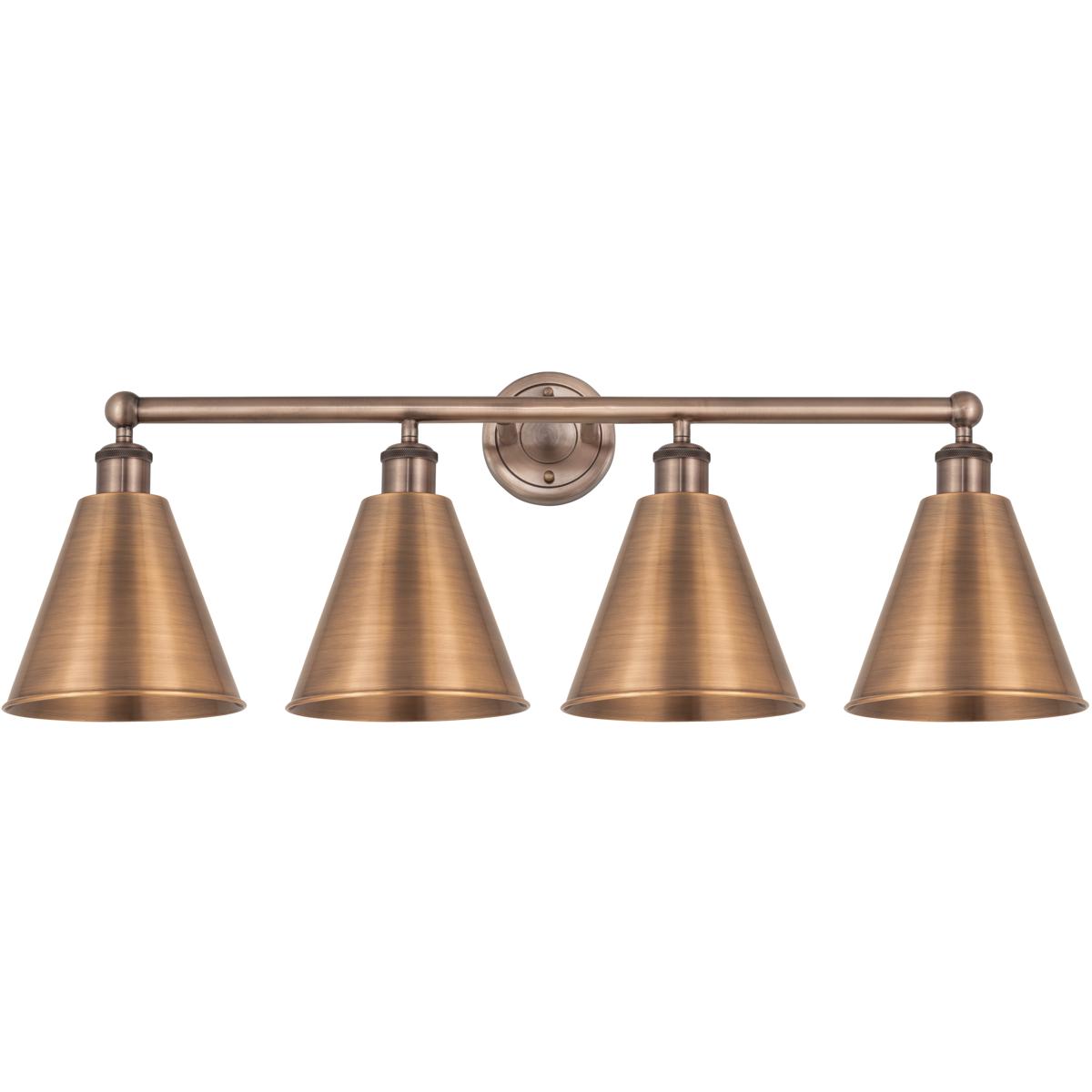 Innovations Lighting 616-4W-AC-MBC-8-AC Ballston Cone 4 Light 35 inch Antique Copper Bath Vanity Light Wall Light