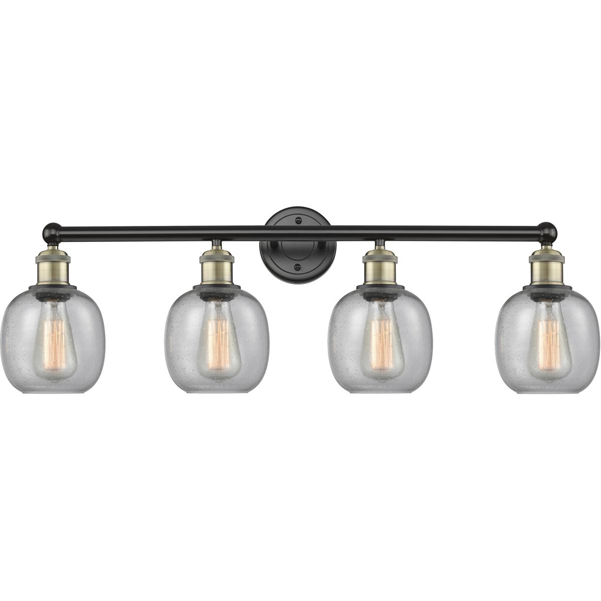 Innovations Lighting 616-4W-BAB-G104 Belfast 4 Light 33 inch Black Antique Brass Bath Vanity Light Wall Light in Seedy