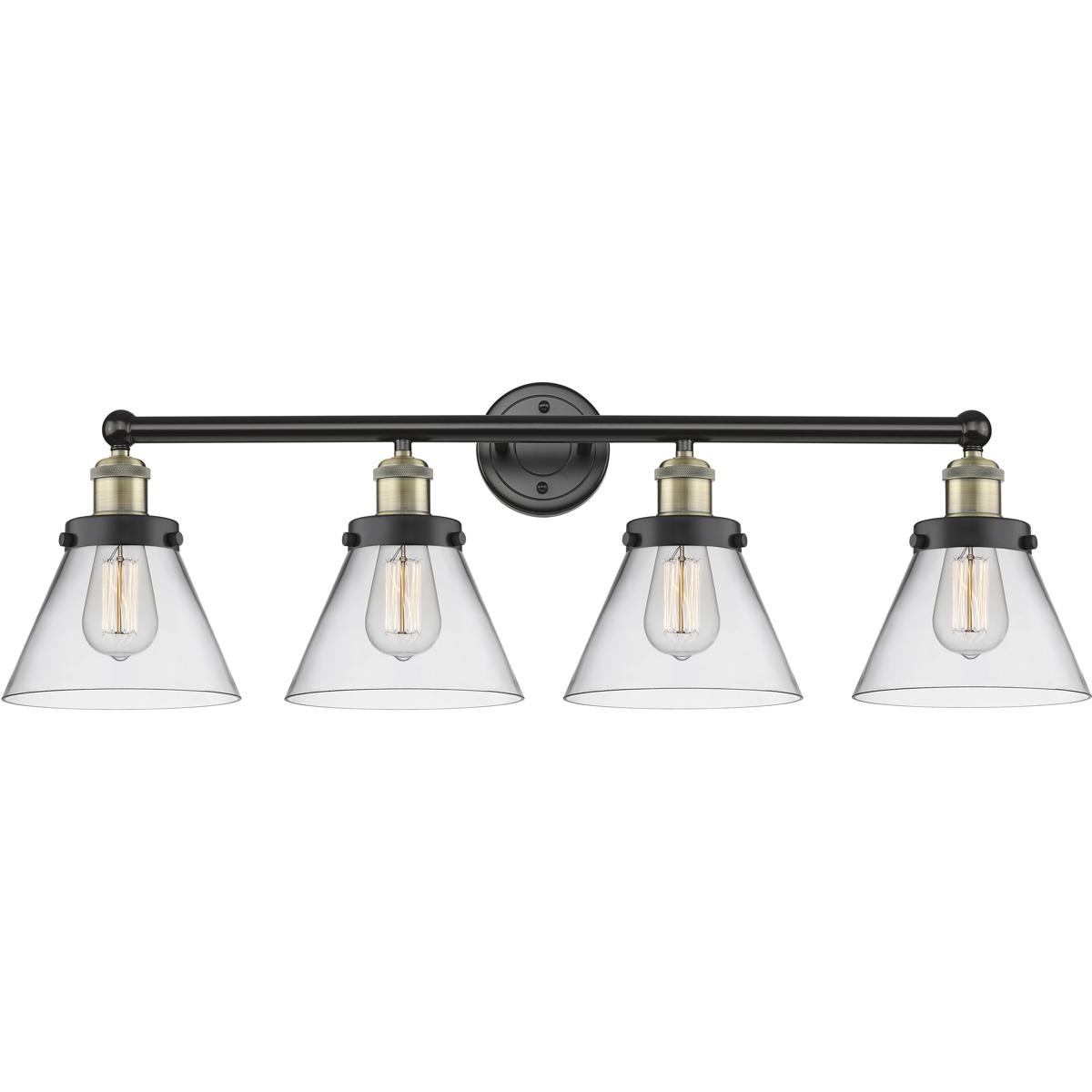Innovations Lighting 616-4W-BAB-G42 Cone 4 Light 34.75 inch Black Antique Brass Bath Vanity Light Wall Light in Clear