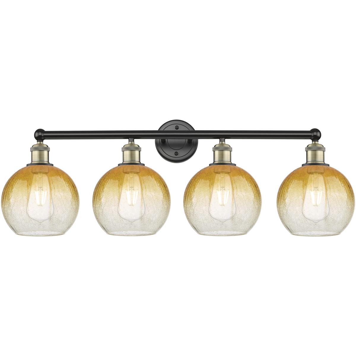 Innovations Lighting 616-4W-BAB-G483-8AM Edison Brookhaven Globe 4 Light 35 inch Black Antique Brass Bath Vanity Light Wall Light in Amber Glass