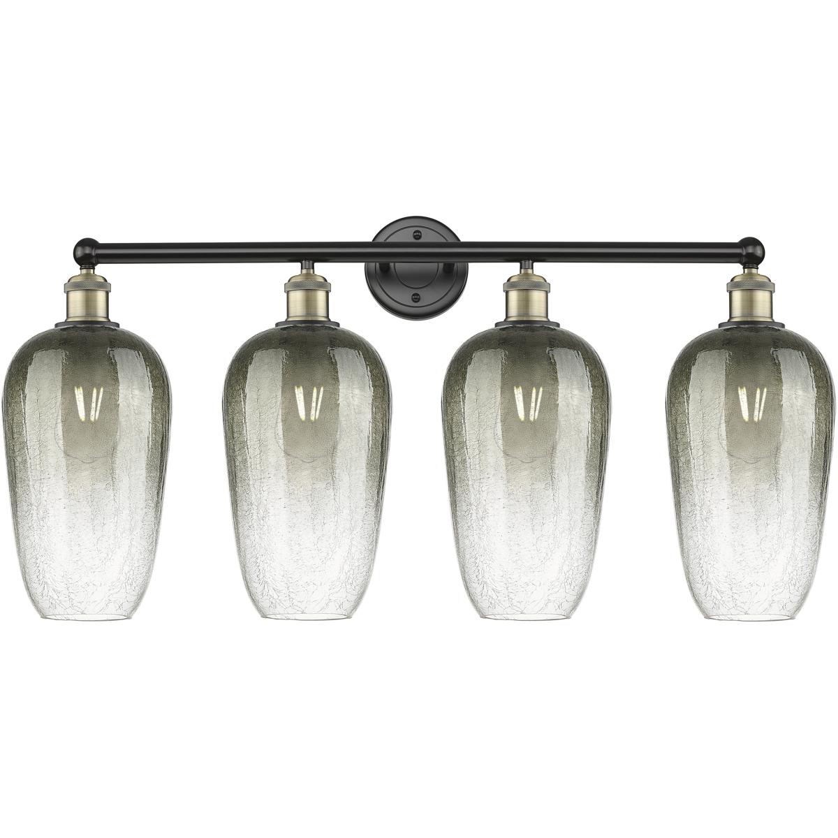 Innovations Lighting 616-4W-BAB-G484-7SL Edison Brookhaven Flute 4 Light 34 inch Black Antique Brass Bath Vanity Light Wall Light in Slate Glass