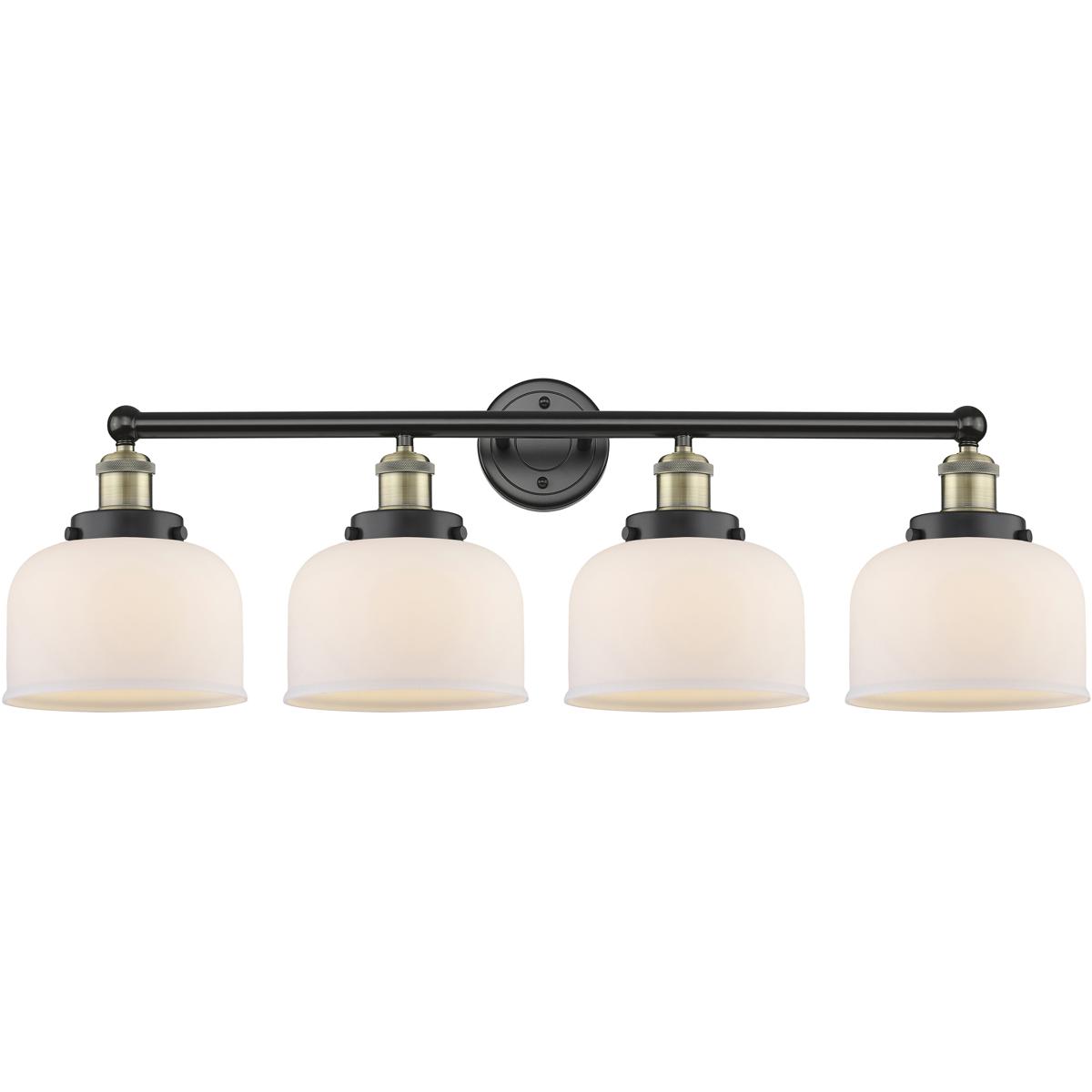 Innovations Lighting 616-4W-BAB-G71 Bell 4 Light 33.5 inch Black Antique Brass Bath Vanity Light Wall Light in Matte White Glass, Large