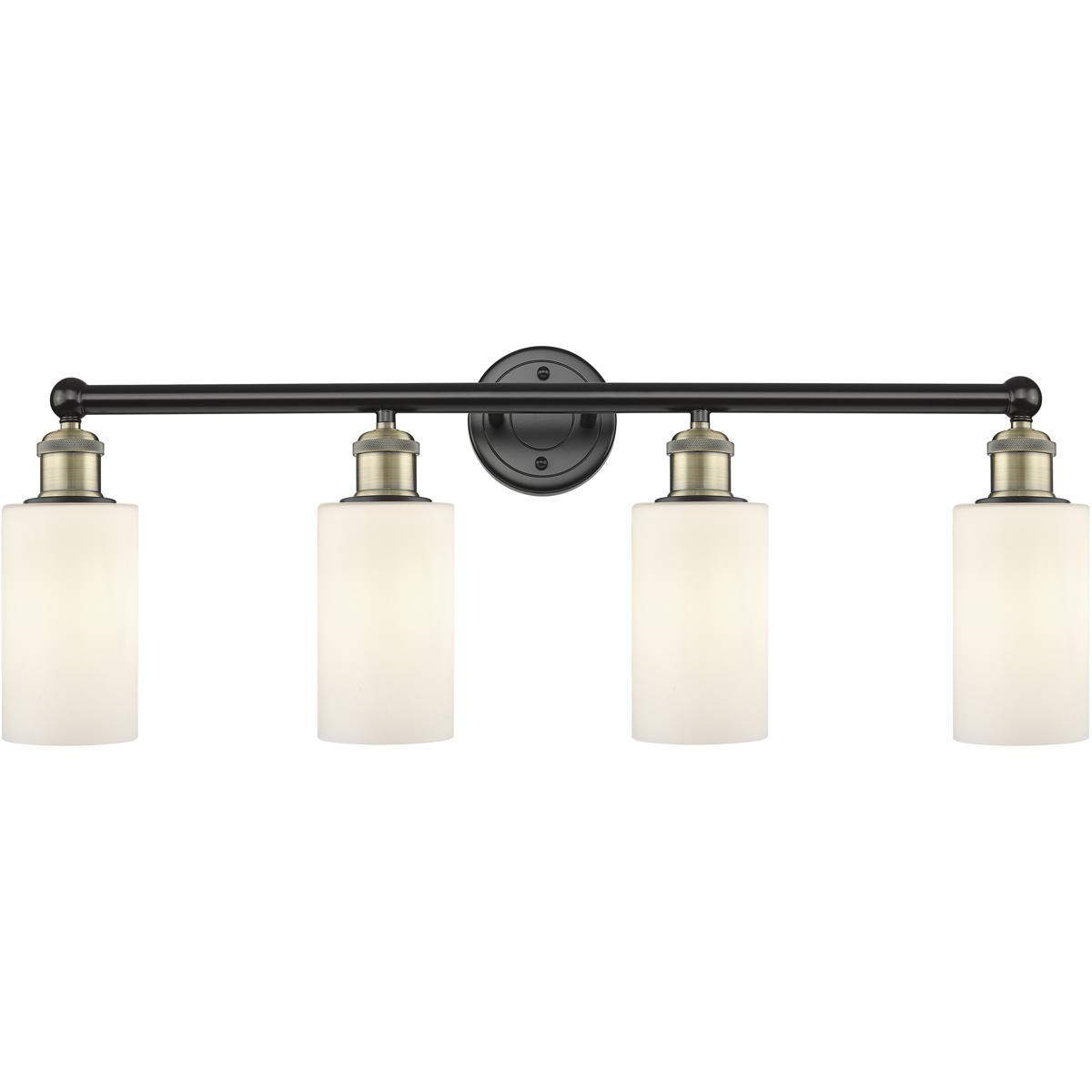 Innovations Lighting 616-4W-BAB-G801 Clymer 4 Light 30.88 inch Black Antique Brass Bath Vanity Light Wall Light in Matte White