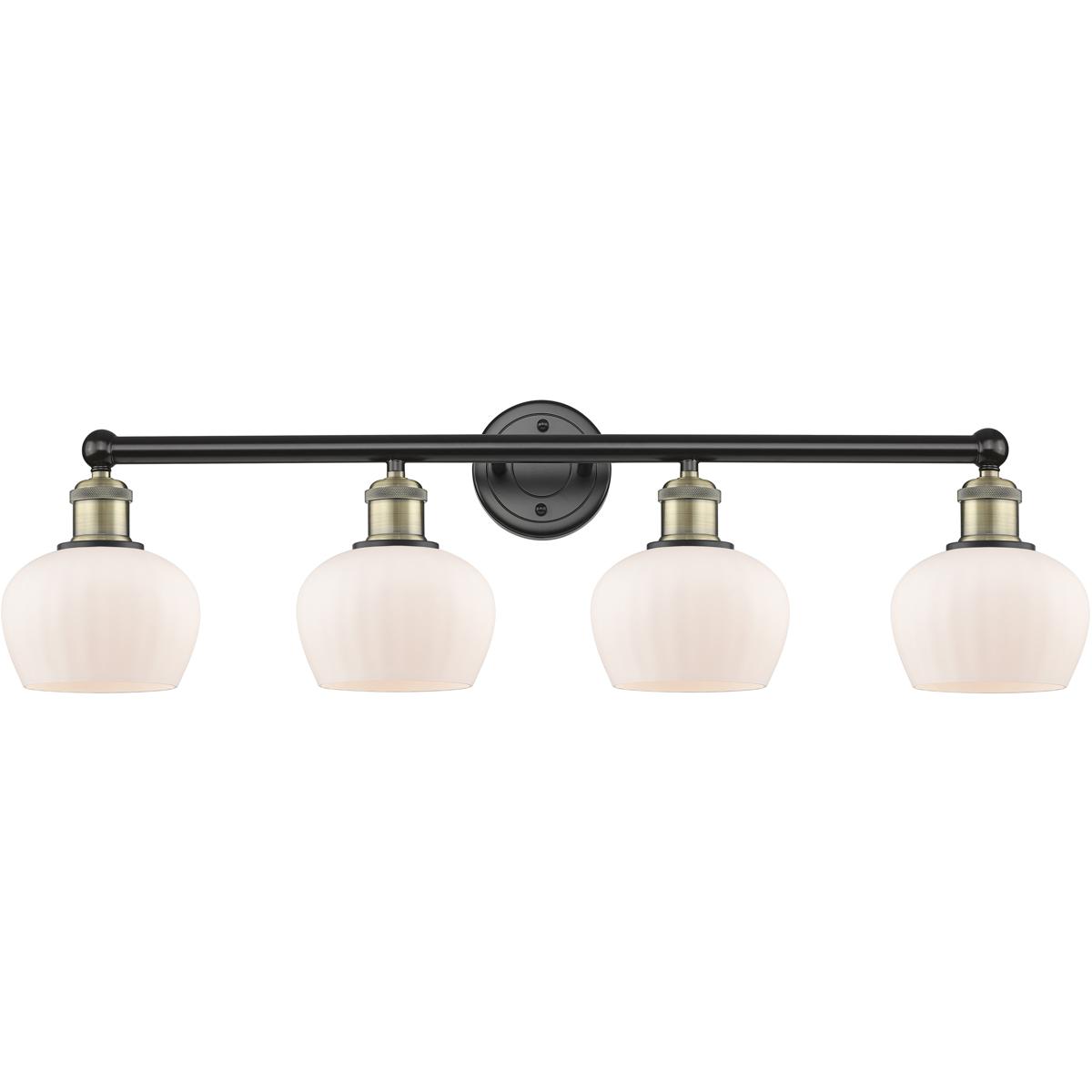 Innovations Lighting 616-4W-BAB-G91 Fenton 4 Light 33.5 inch Black Antique Brass Bath Vanity Light Wall Light in Matte White