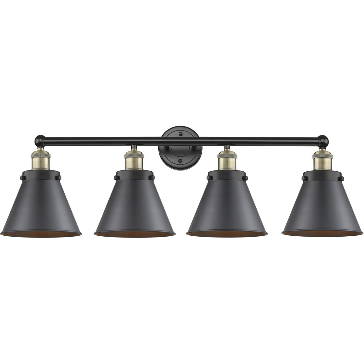 Innovations Lighting 616-4W-BAB-M13-BK Appalachian 4 Light 35 inch Black Antique Brass Bath Vanity Light Wall Light in Matte Black