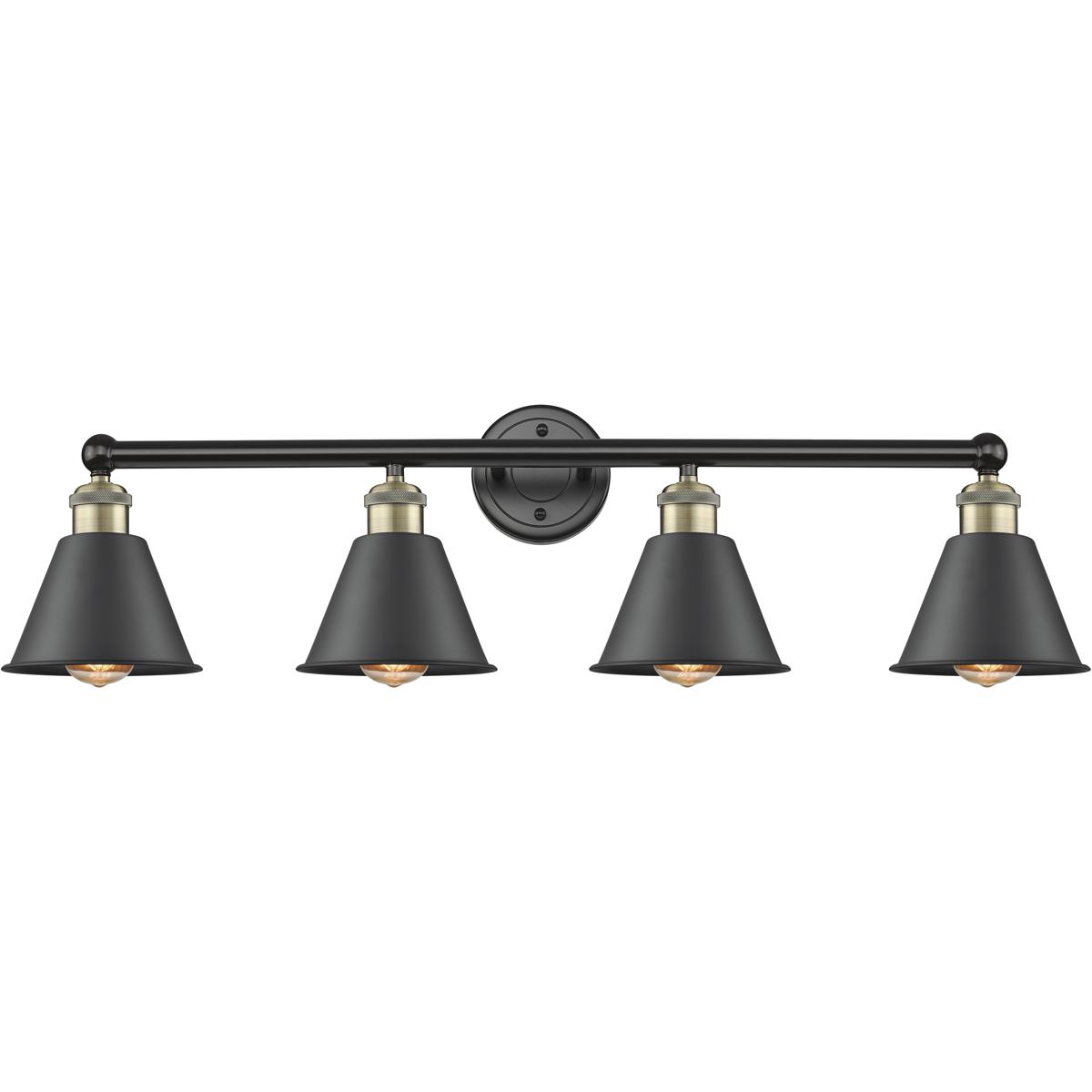 Innovations Lighting 616-4W-BAB-M8-BK Smithfield 4 Light 33.5 inch Black Antique Brass Bath Vanity Light Wall Light in Matte Black