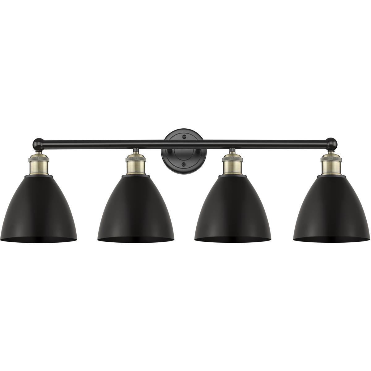 Innovations Lighting 616-4W-BAB-MBD-75-BK Metal Bristol 4 Light 34.5 inch Black Antique Brass Bath Vanity Light Wall Light in Matte Black
