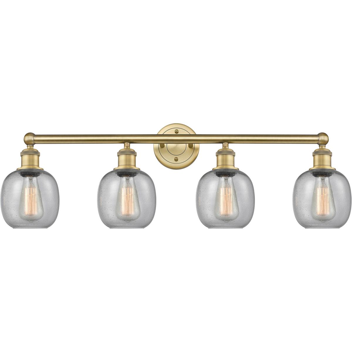 Innovations Lighting 616-4W-BB-G104 Belfast 4 Light 33 inch Brushed Brass Bath Vanity Light Wall Light in Seedy