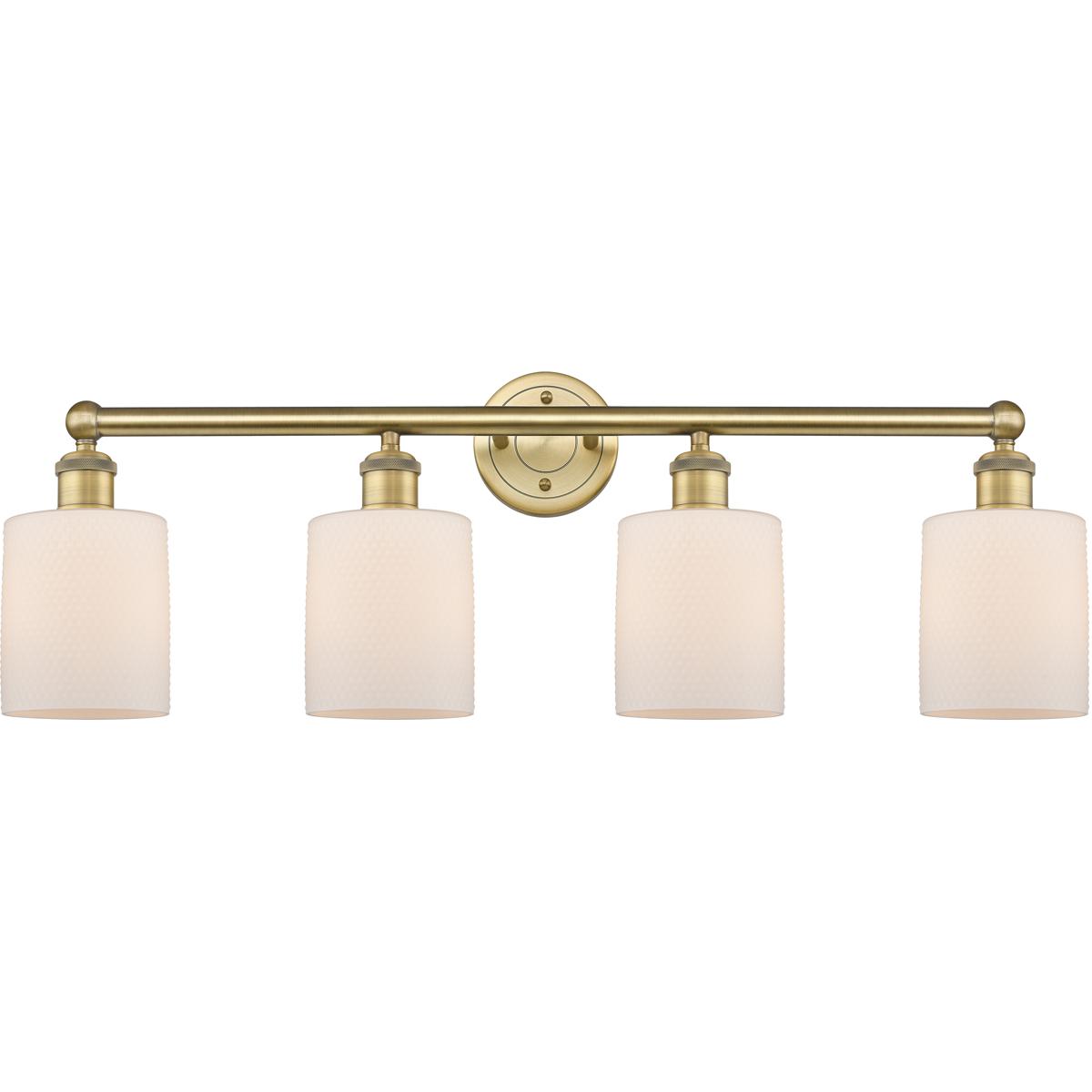 Innovations Lighting 616-4W-BB-G111 Cobbleskill 4 Light 32 inch Brushed Brass Bath Vanity Light Wall Light in Matte White