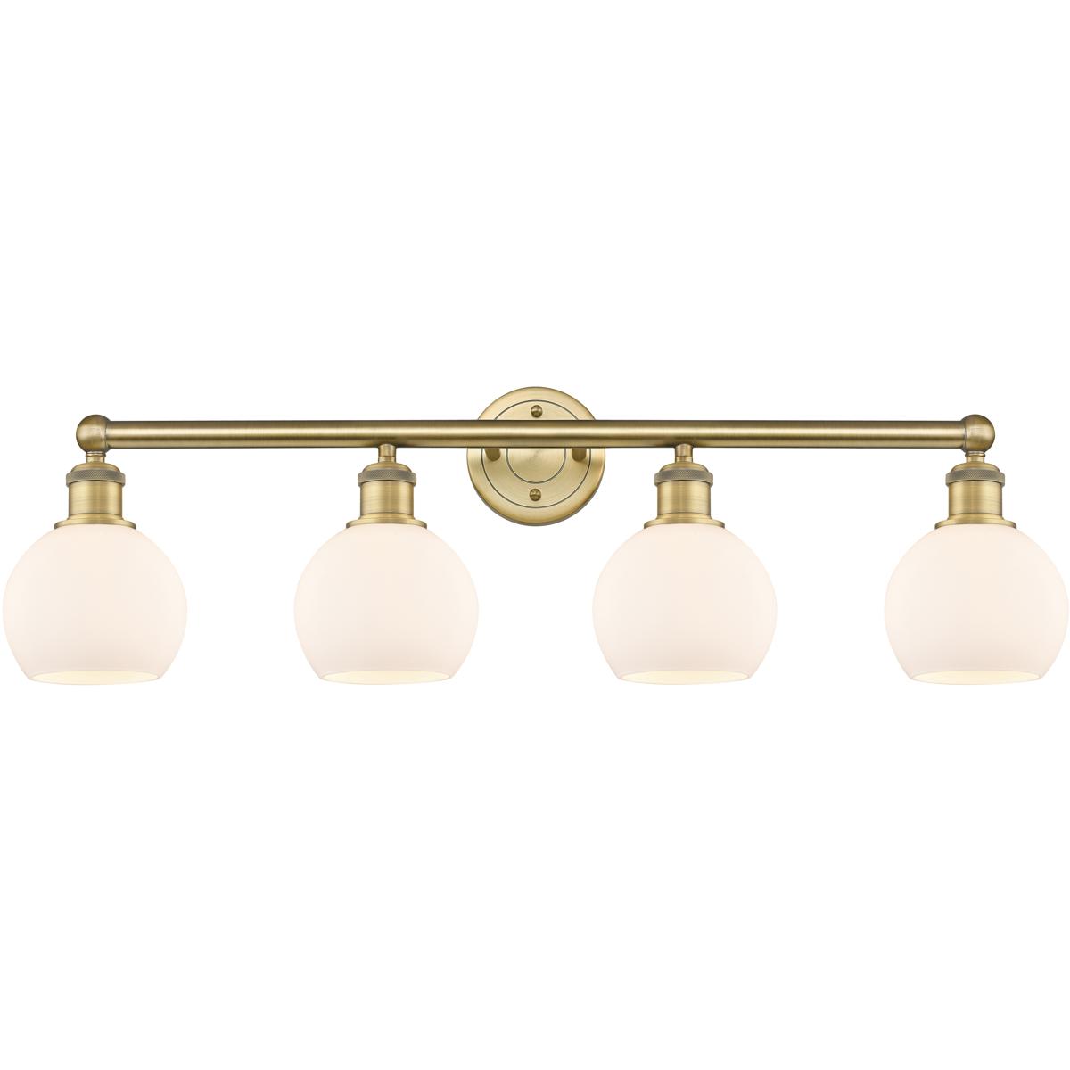 Innovations Lighting 616-4W-BB-G121-6 Athens 4 Light 33 inch Brushed Brass Bath Vanity Light Wall Light in Matte White