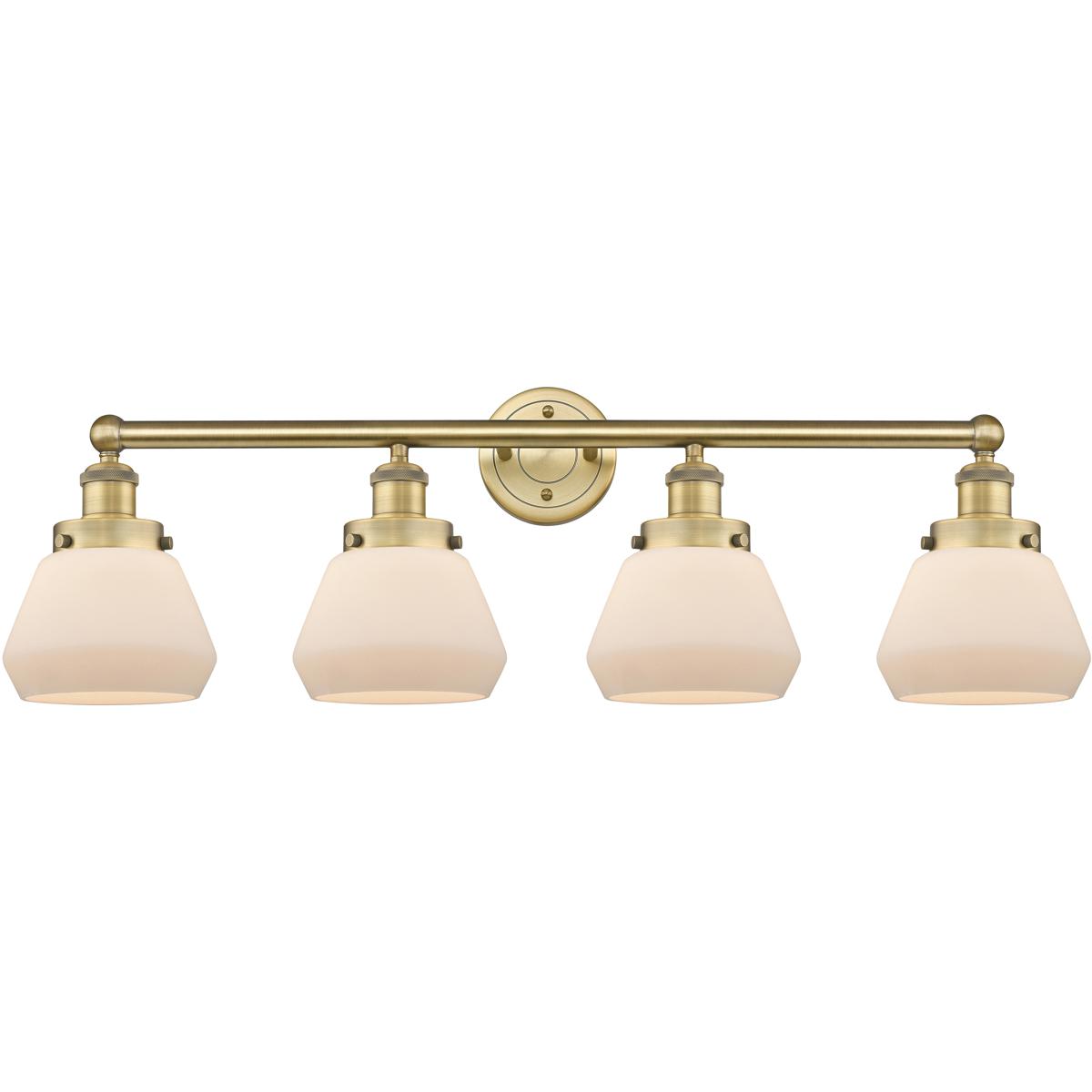 Innovations Lighting 616-4W-BB-G171 Fulton 4 Light 33.5 inch Brushed Brass Bath Vanity Light Wall Light in Matte White Glass