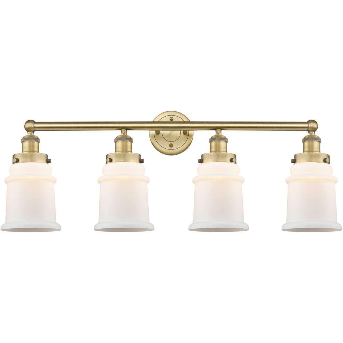 Innovations Lighting 616-4W-BB-G181 Canton 4 Light 33 inch Brushed Brass Bath Vanity Light Wall Light in Matte White Glass