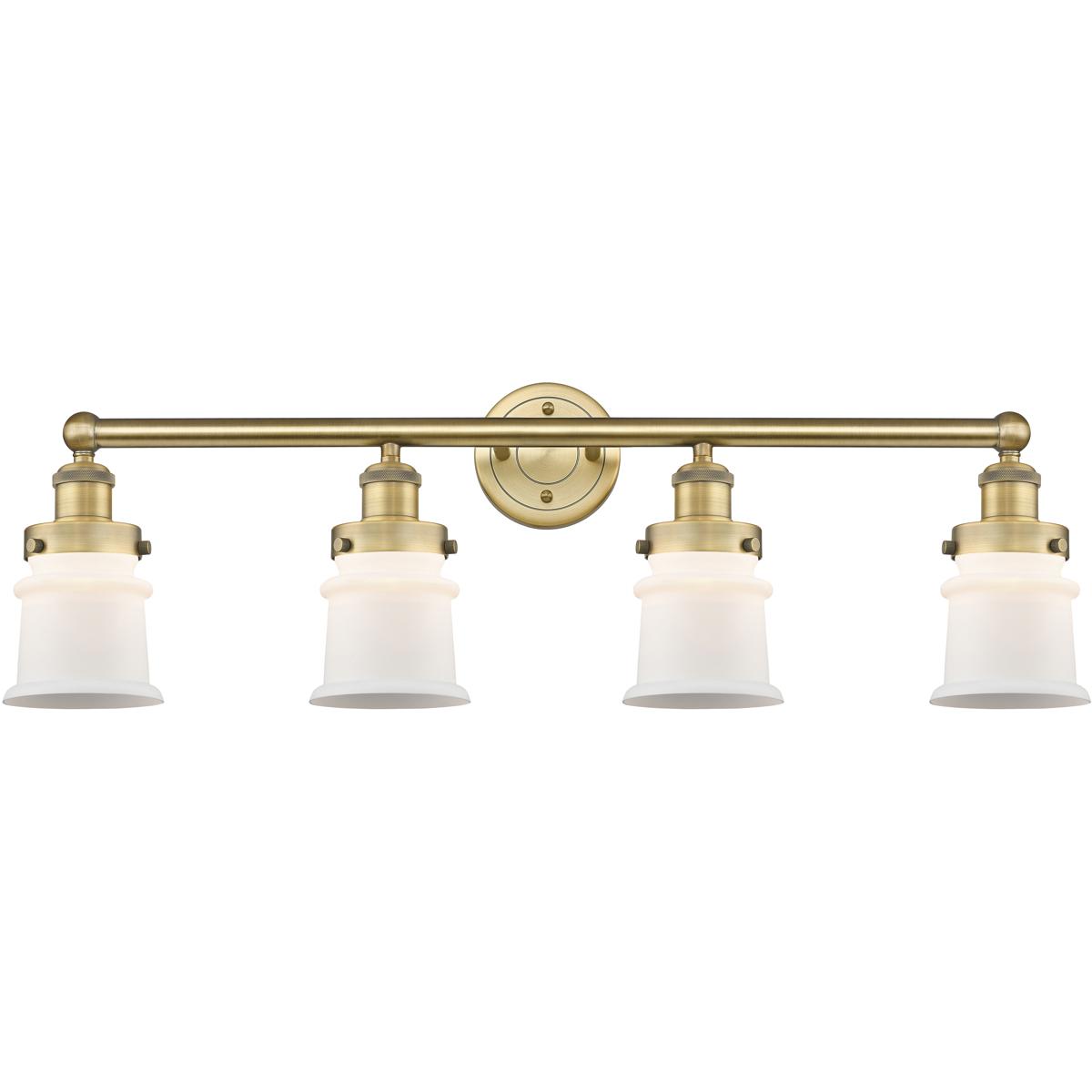 Innovations Lighting 616-4W-BB-G181S Canton 4 Light 32.25 inch Brushed Brass Bath Vanity Light Wall Light in Matte White Glass