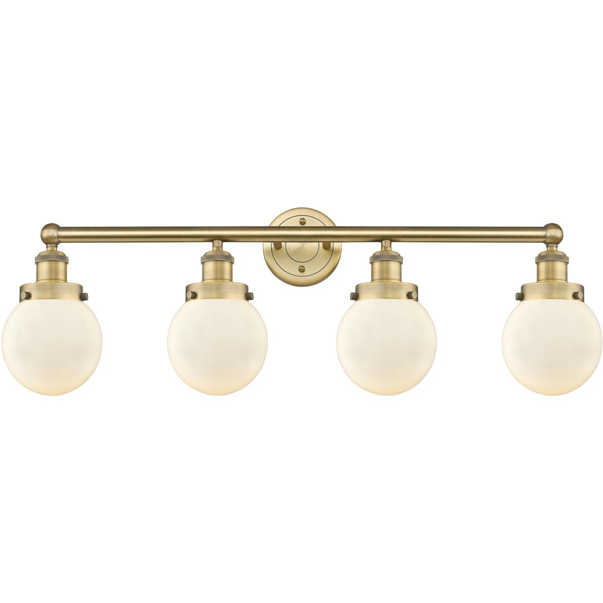 Innovations Lighting 616-4W-BB-G201-6 Beacon 4 Light 33.5 inch Brushed Brass Bath Vanity Light Wall Light in Matte White