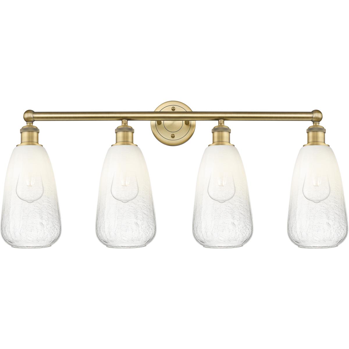 Innovations Lighting 616-4W-BB-G480-6OP Edison Brookhaven Almond 4 Light 33 inch Brushed Brass Bath Vanity Light Wall Light in Opal Glass