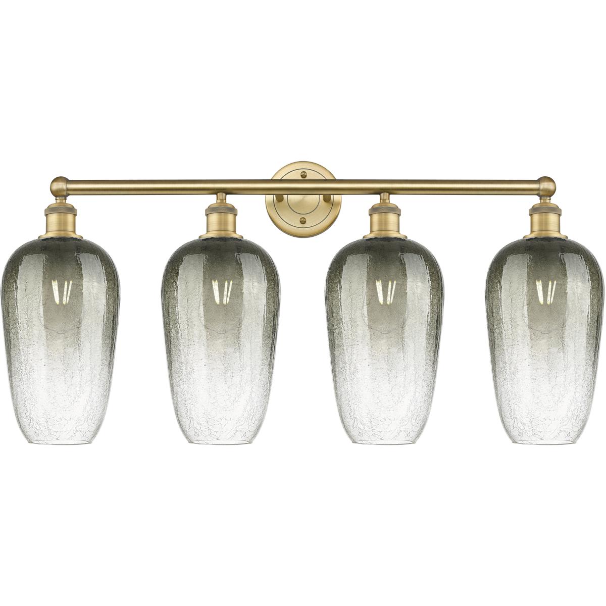 Innovations Lighting 616-4W-BB-G484-7SL Edison Brookhaven Flute 4 Light 34 inch Brushed Brass Bath Vanity Light Wall Light in Slate Glass