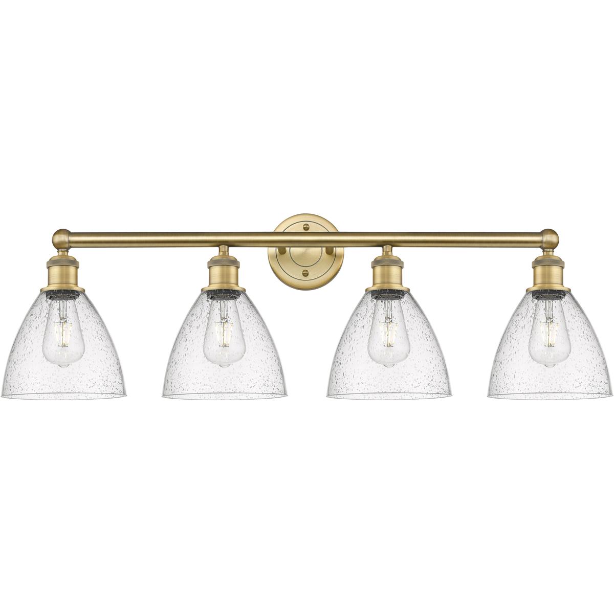 Innovations Lighting 616-4W-BB-GBD-754 Bristol Glass 4 Light 34.5 inch Brushed Brass Bath Vanity Light Wall Light in Seedy