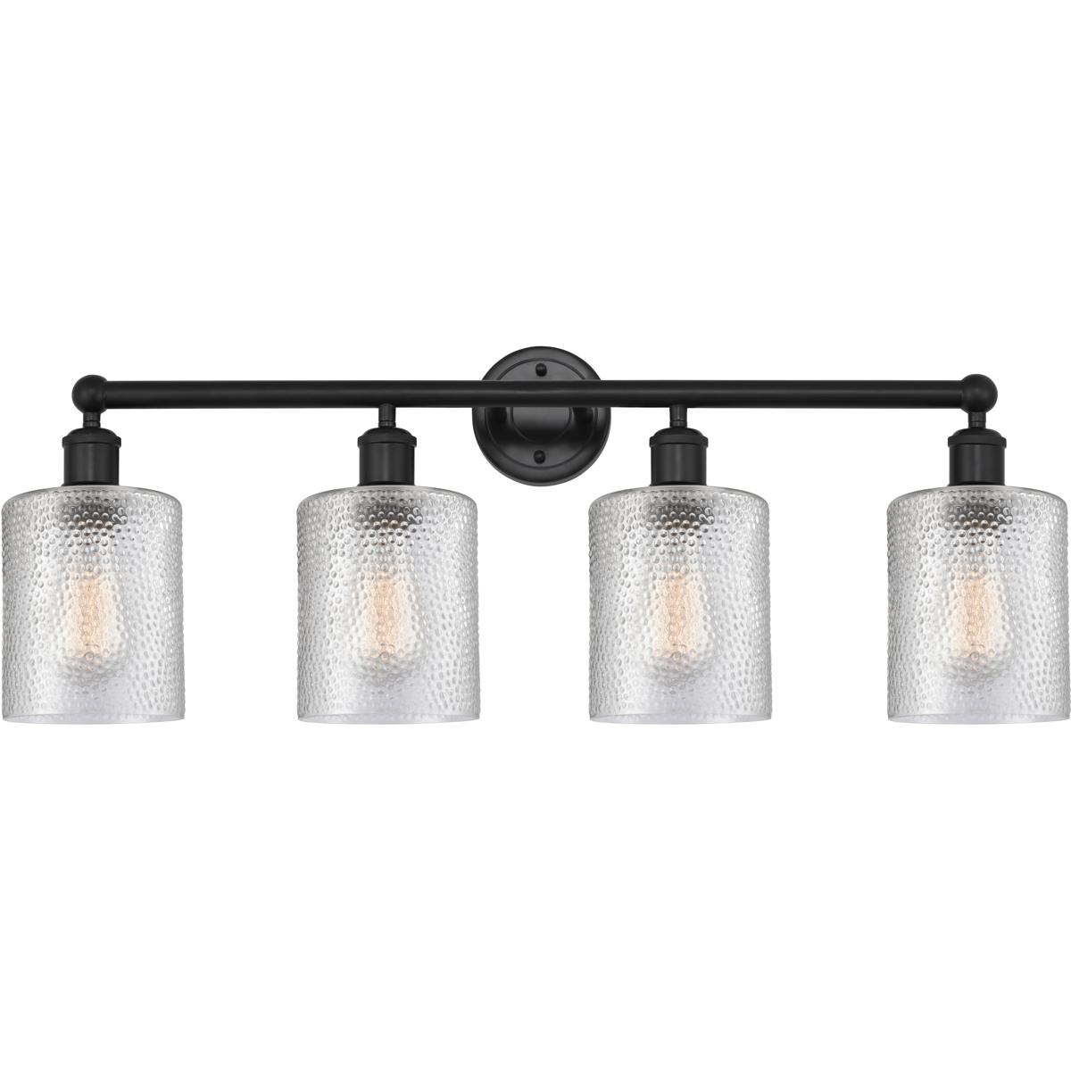 Innovations Lighting 616-4W-BK-G112 Edison Cobbleskill 4 Light 32 inch Matte Black Bath Vanity Light Wall Light in Clear Glass