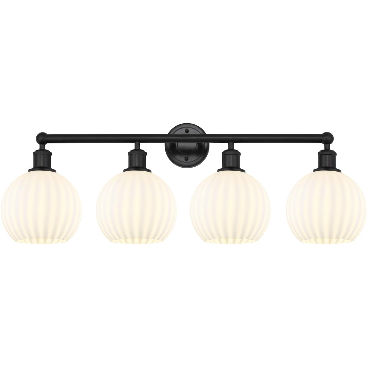 Innovations Lighting 616-4W-BK-G1217-8WV Edison White Venetian 4 Light 35 inch Matte Black Bath Vanity Light Wall Light