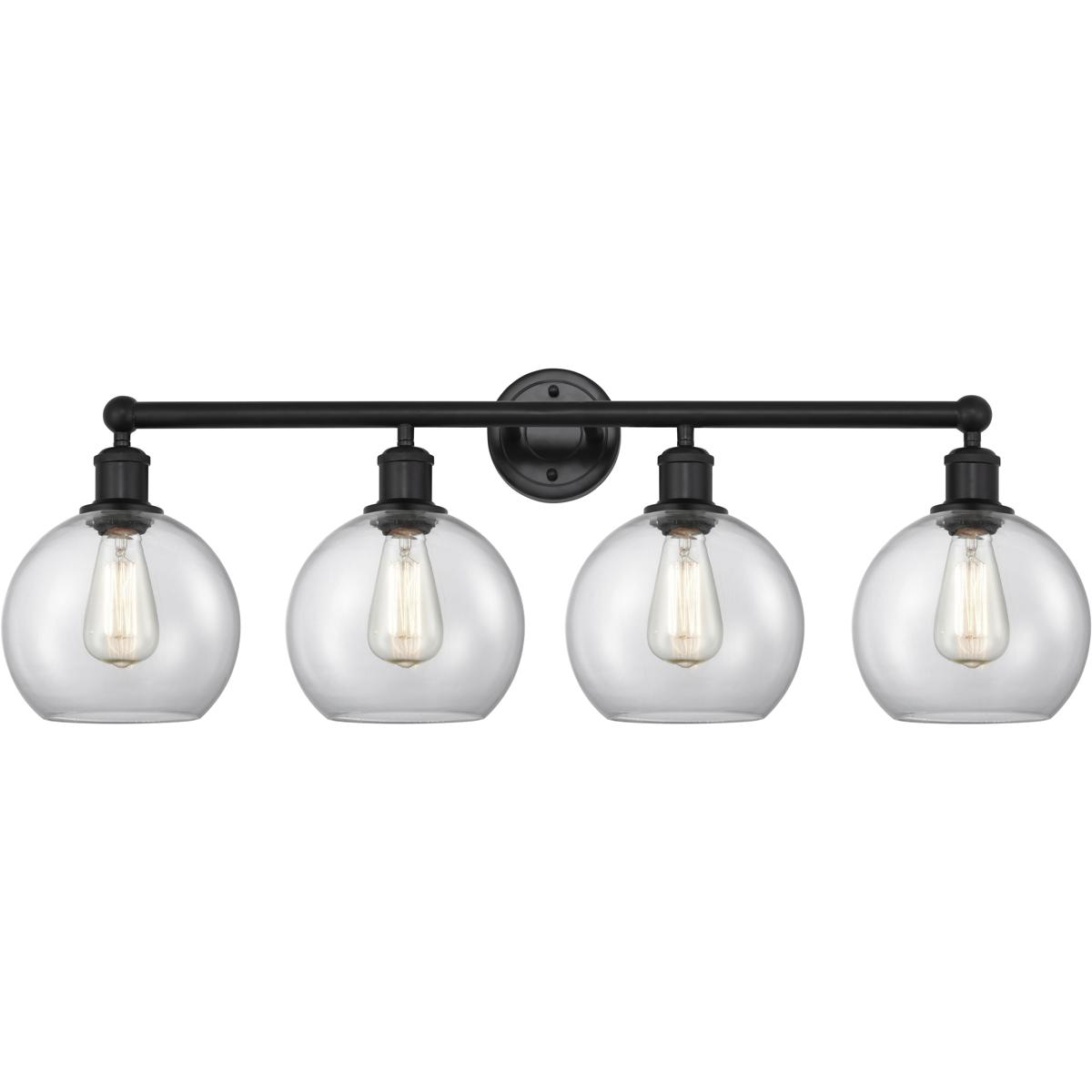 Innovations Lighting 616-4W-BK-G122-8 Athens 4 Light 35 inch Matte Black Bath Vanity Light Wall Light in Clear