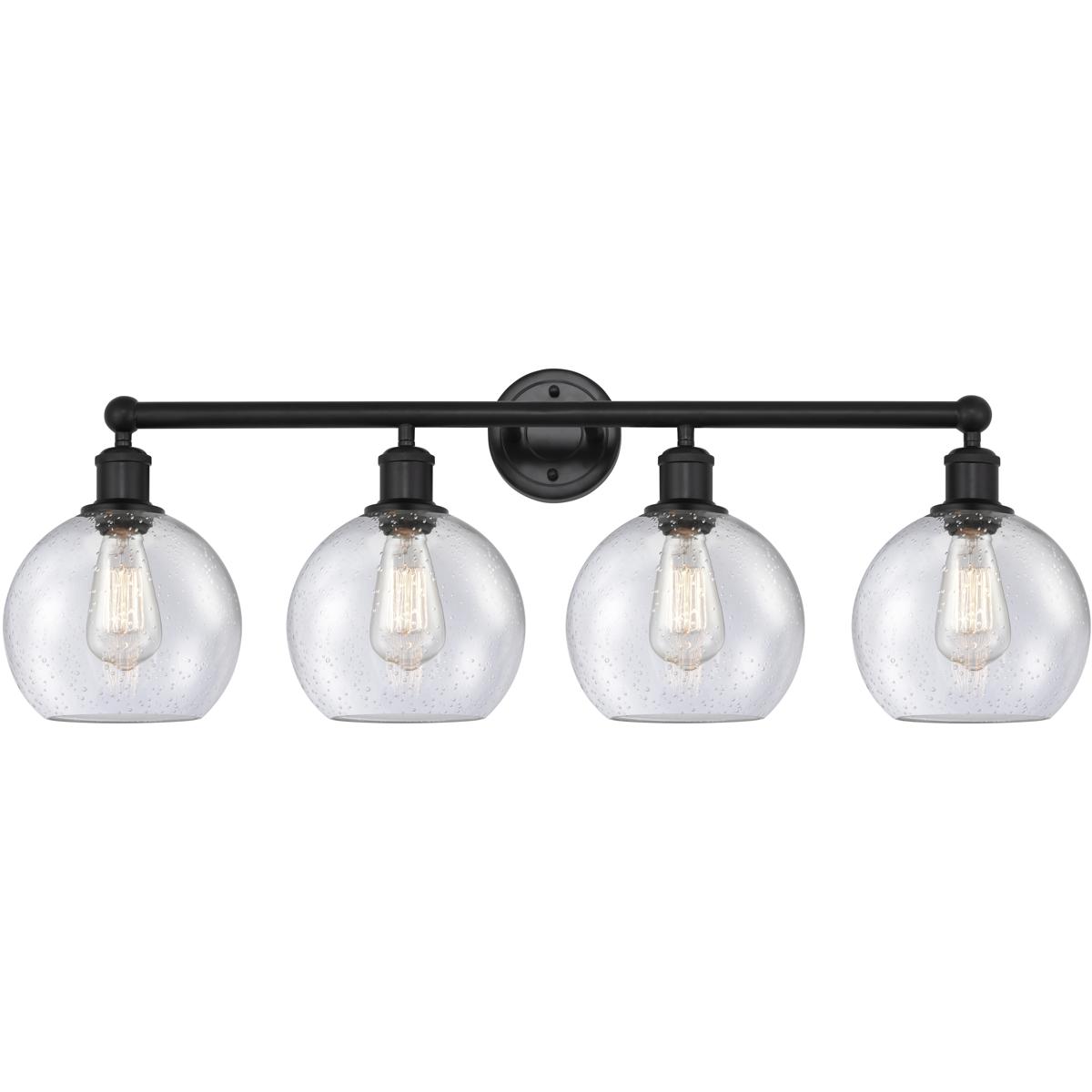 Innovations Lighting 616-4W-BK-G124-8 Athens 4 Light 35 inch Matte Black Bath Vanity Light Wall Light in Seedy