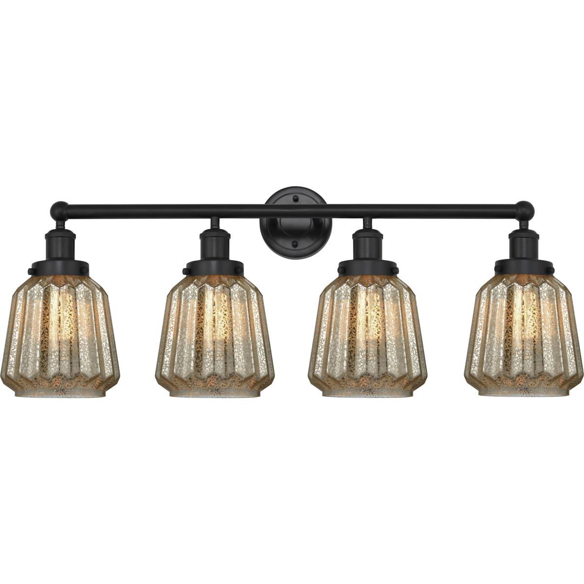 Innovations Lighting 616-4W-BK-G146 Chatham 4 Light 33.5 inch Matte Black Bath Vanity Light Wall Light