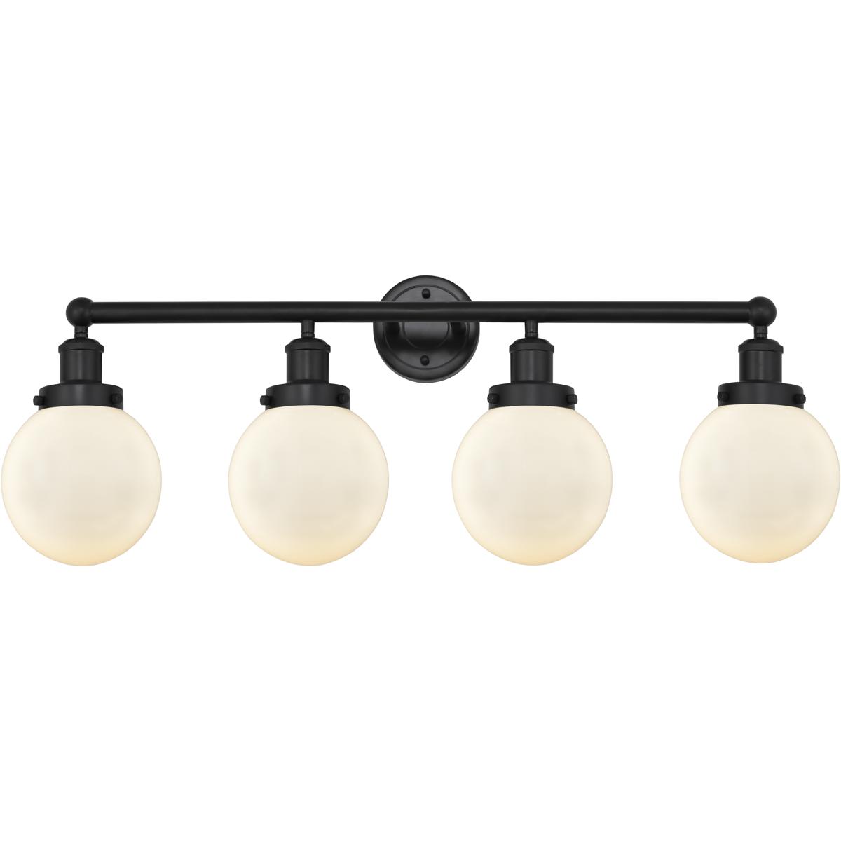 Innovations Lighting 616-4W-BK-G201-6 Beacon 4 Light 33.5 inch Matte Black Bath Vanity Light Wall Light