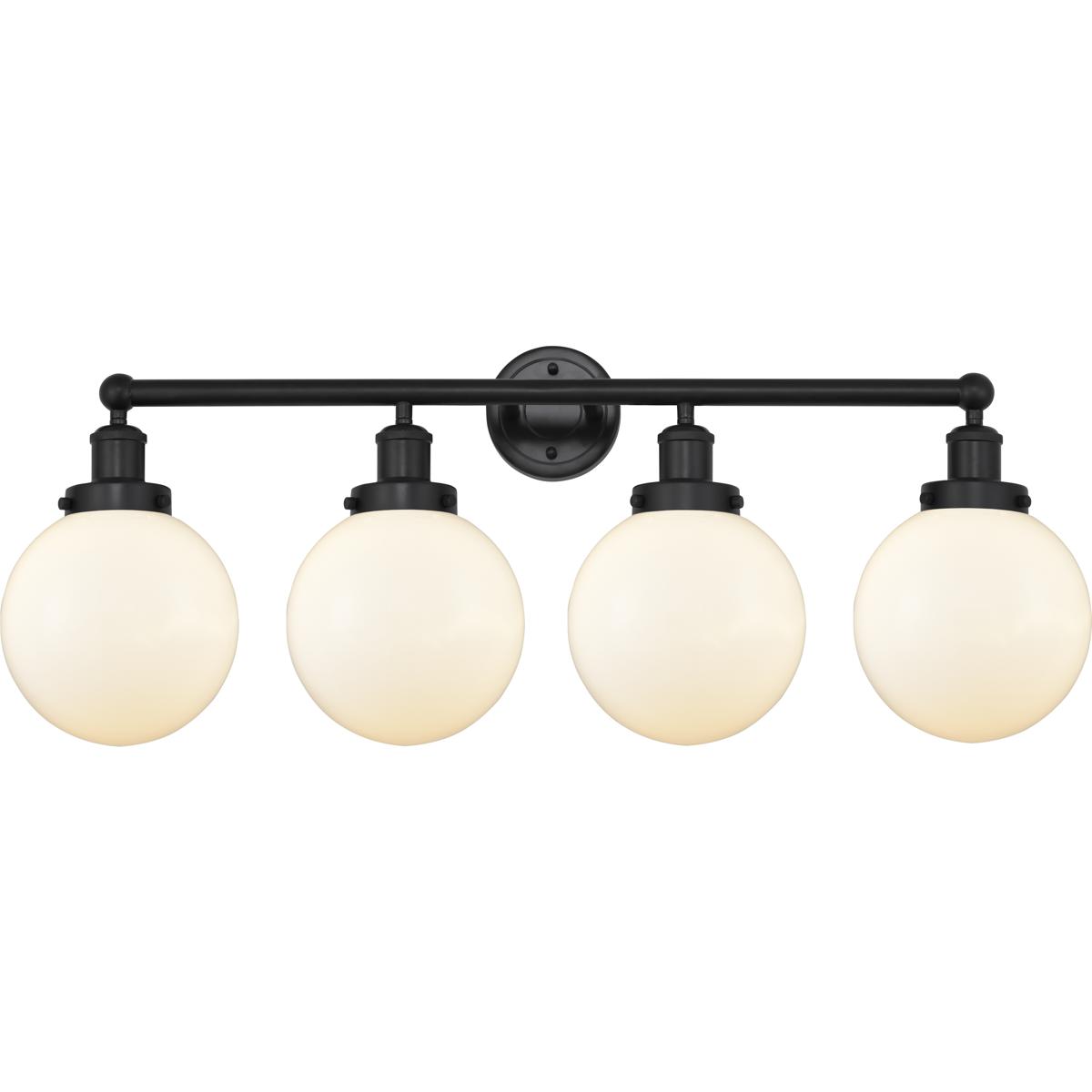 Innovations Lighting 616-4W-BK-G201-8 Beacon 4 Light 33.5 inch Matte Black Bath Vanity Light Wall Light