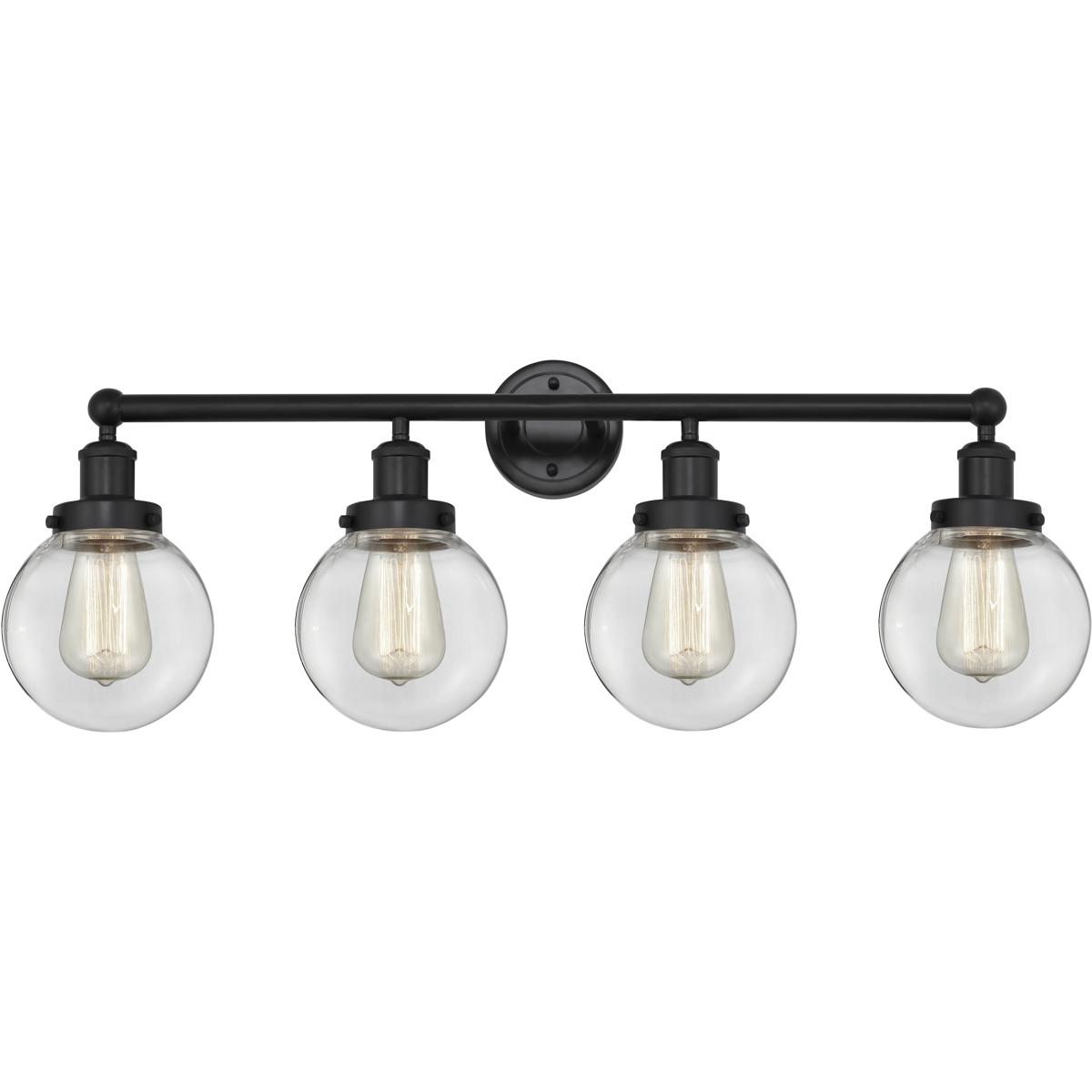 Innovations Lighting 616-4W-BK-G202-6 Beacon 4 Light 33.5 inch Matte Black Bath Vanity Light Wall Light