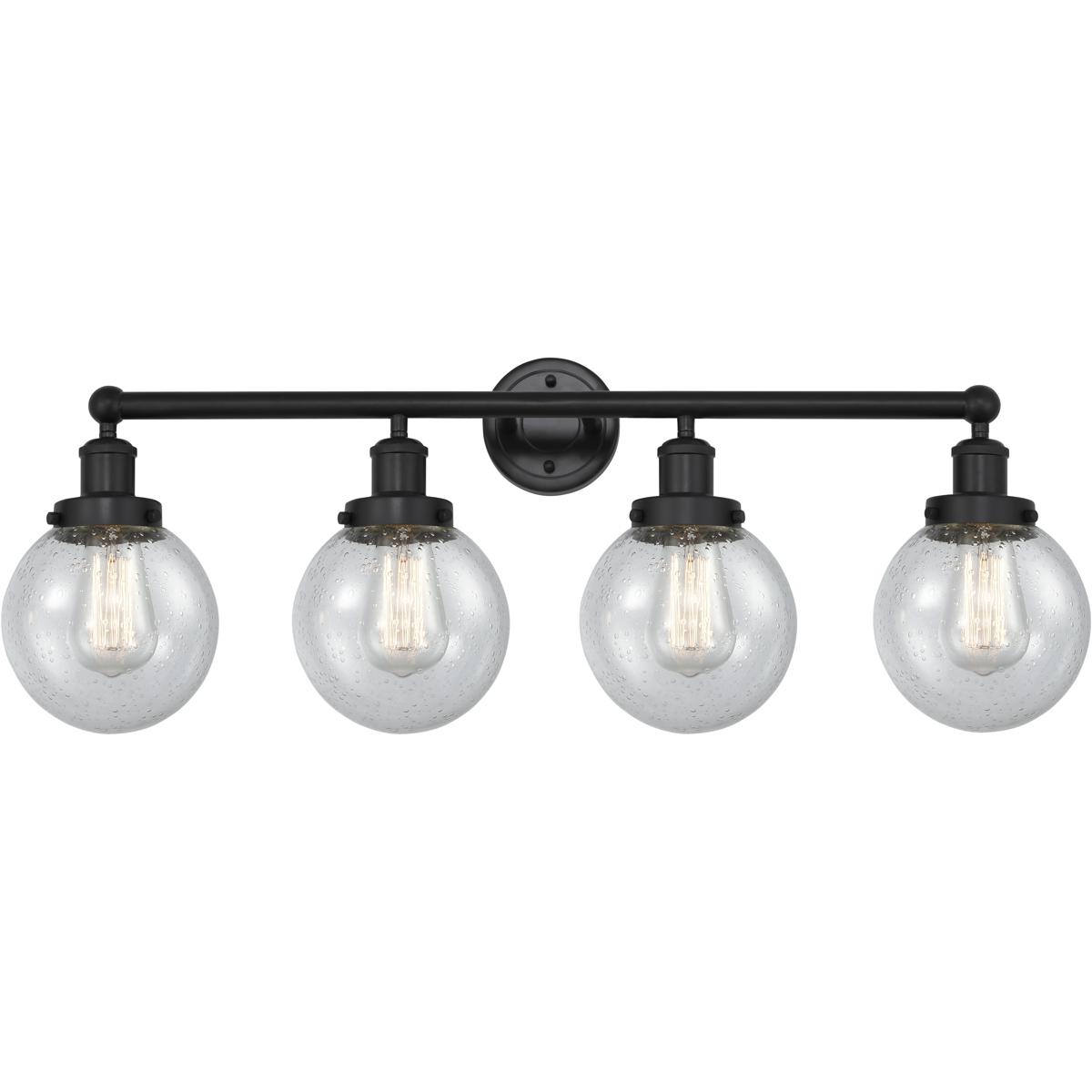 Innovations Lighting 616-4W-BK-G204-6 Beacon 4 Light 33.5 inch Matte Black Bath Vanity Light Wall Light
