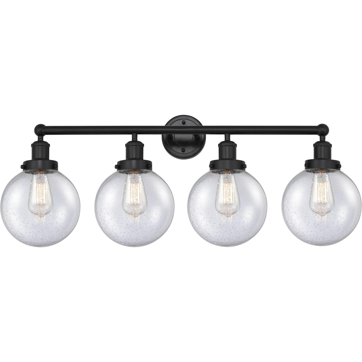 Innovations Lighting 616-4W-BK-G204-8 Beacon 4 Light 33.5 inch Matte Black Bath Vanity Light Wall Light