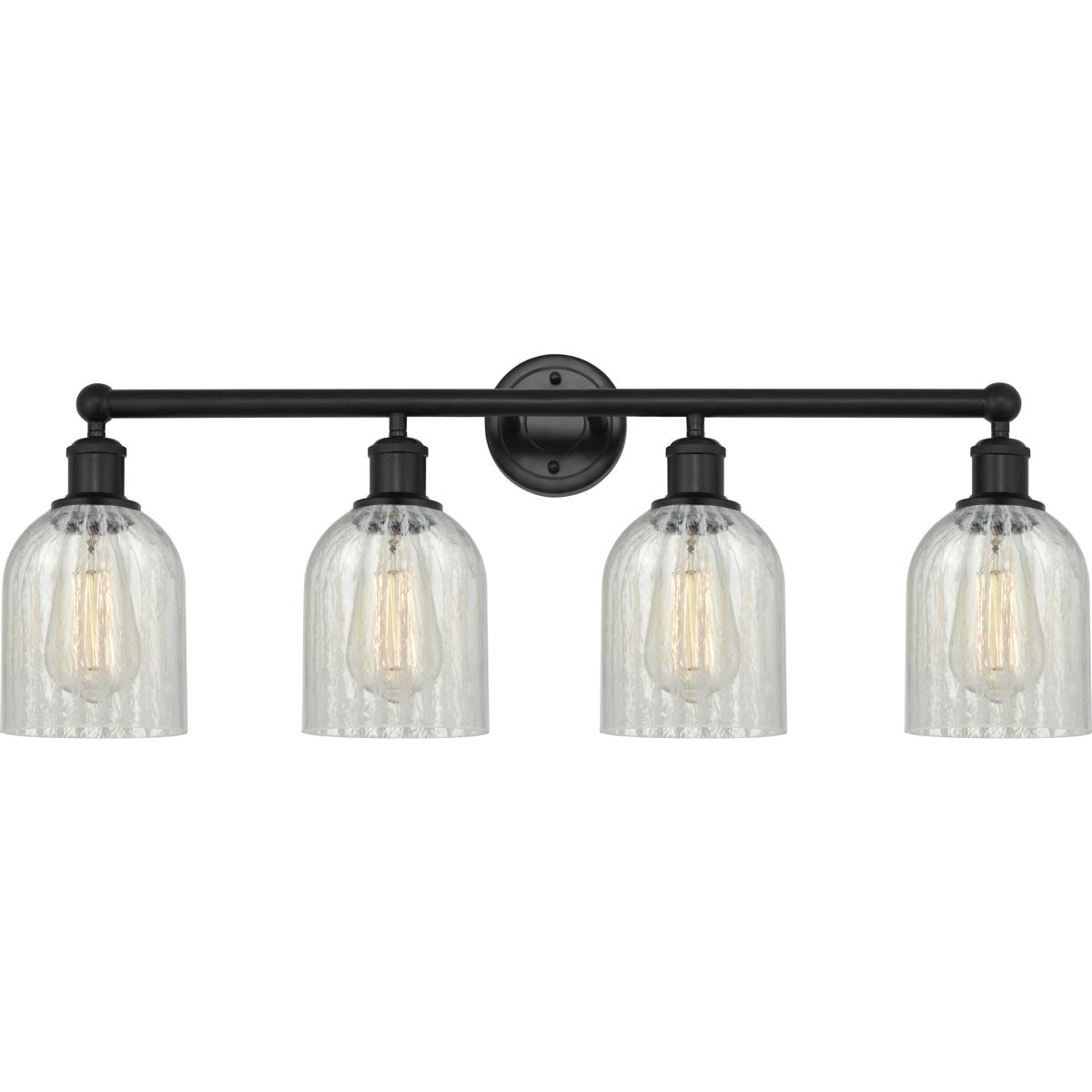 Innovations Lighting 616-4W-BK-G2511 Edison Caledonia 4 Light 32 inch Matte Black Bath Vanity Light Wall Light in Mouchette Glass
