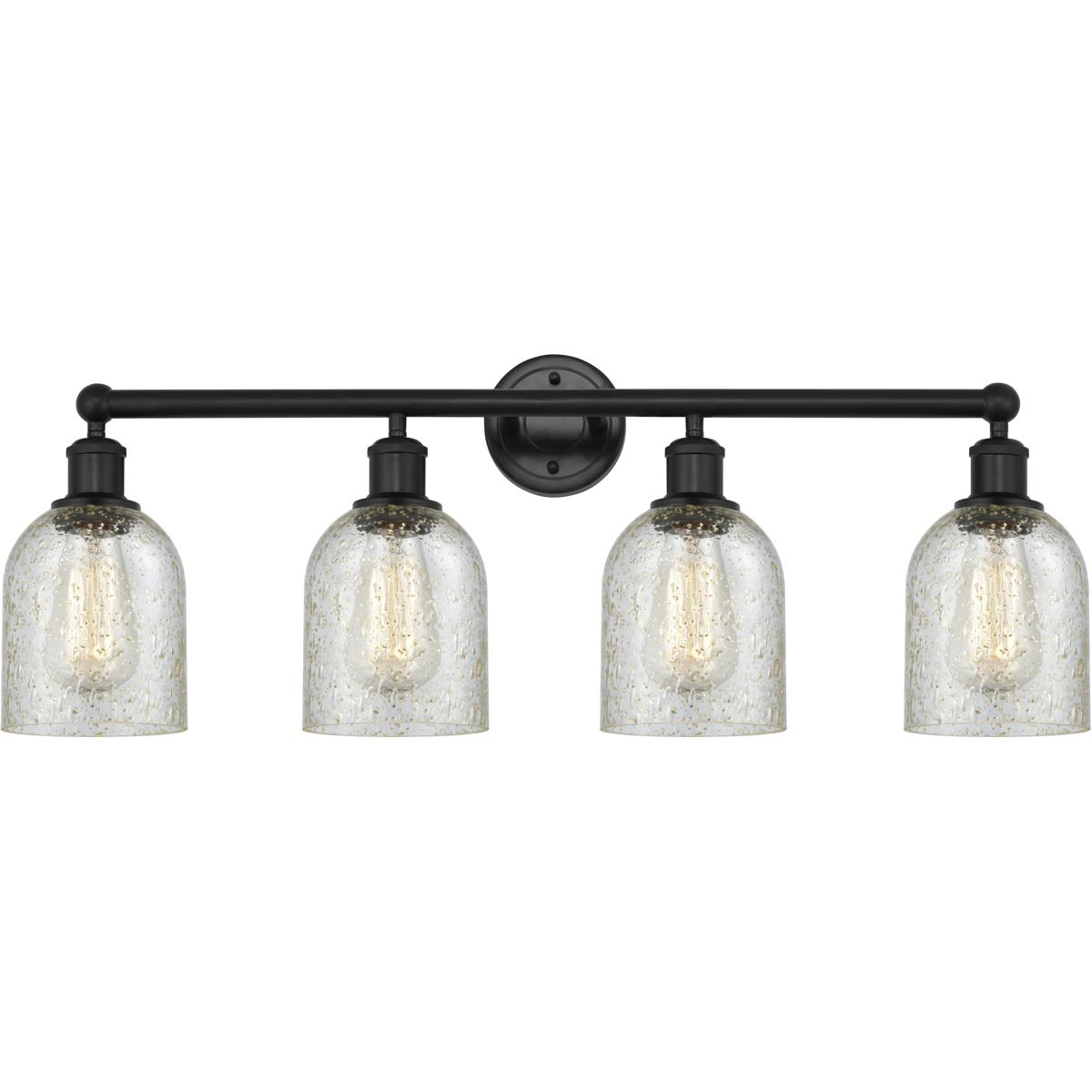 Innovations Lighting 616-4W-BK-G259 Edison Caledonia 4 Light 32 inch Matte Black Bath Vanity Light Wall Light in Mica Glass