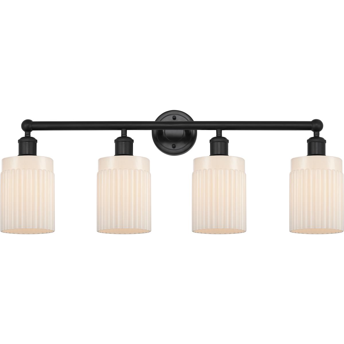 Innovations Lighting 616-4W-BK-G341 Edison Hadley 4 Light 32 inch Matte Black Bath Vanity Light Wall Light in Matte White Glass