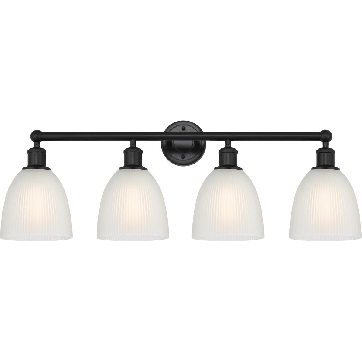 Innovations Lighting 616-4W-BK-G381 Edison Castile 4 Light 33 inch Matte Black Bath Vanity Light Wall Light in White