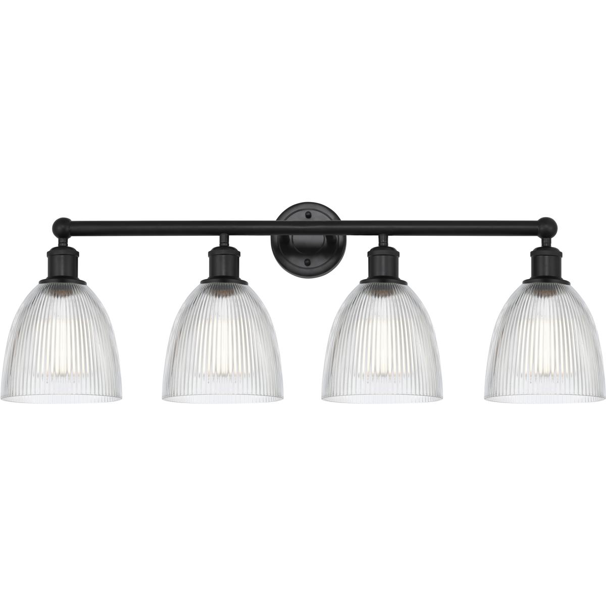Innovations Lighting 616-4W-BK-G382 Edison Castile 4 Light 33 inch Matte Black Bath Vanity Light Wall Light in Clear Glass